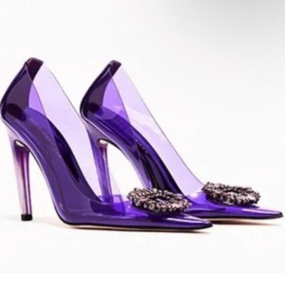 Good American CINDER-F*CKING-RELLA PUMP Heels Purple Size 6.5 NIB - Picture 2 of 11